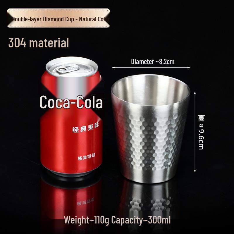 Korean Industrial Style 304 Stainless Steel Double-Walled Gold Beer Mug and Tea Cup