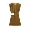 2025 Summer Sleeveless Slim Fit Mini Dress with Round Neck and Waist Cutout for Women