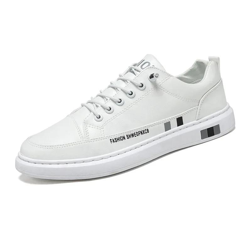 Neue Herren Weiße Sneaker Sportschuhe für Herren Leichtgewicht PU-Leder Atmungsaktiver Schuh Herren Flache Schuhe Mann Zapatillas Hombre