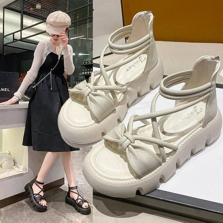 Roman sandals women's 2025 summer outer wear gentle small fragrant style with skirt small height increase muffin platform sandals