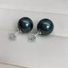 Peacock Green Imitation Tahitian Pearl Stud Earrings with S925 Silver Needle