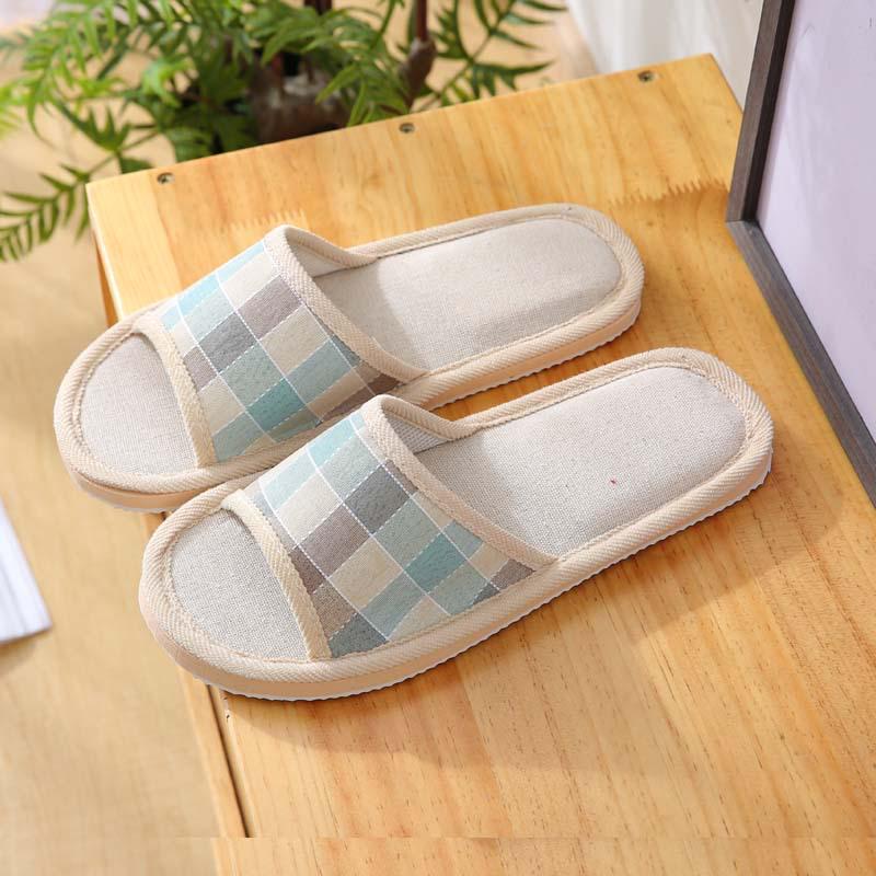 Four Seasons Indoor/Outdoor Plaid Linen Slippers with Non-Slip Foam Sole - Free Gift Included