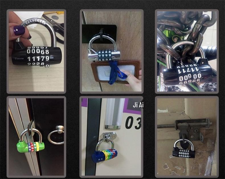 Cadenas à mot de passe antivol en forme de U à 5 chiffres pour portes, valises, tiroirs et salles de sport