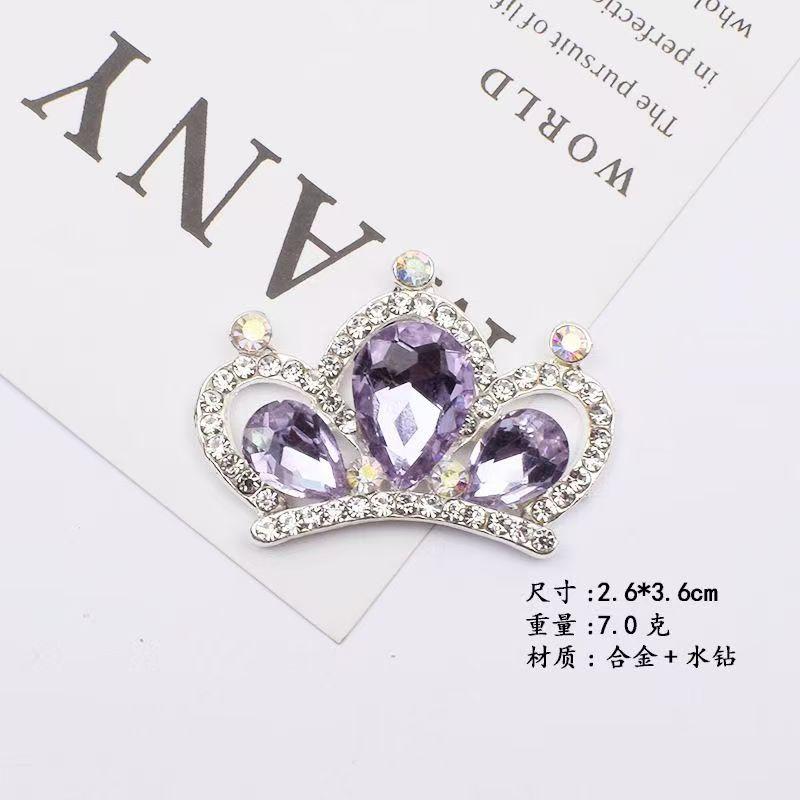 2 pieces of 26 * 36mm Korean style fashionable diamond studded alloy crown accessories DIY hair accessories bow tie snap button
