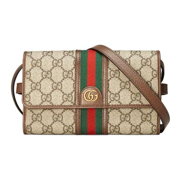 Gucci Ophidia GG Supreme Canvas Super Mini Crossbody Bag With Web Stripe In Beige For Unisex Daily Use