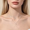 Korean Silver Double-Layer Necklace with Diamond Star and Moon Design - Light Luxury for Women