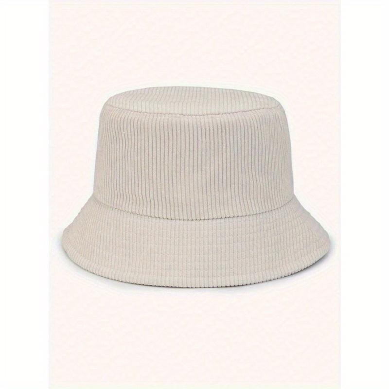Thick Corduroy Simple Wide Brim Warm Bucket Hat