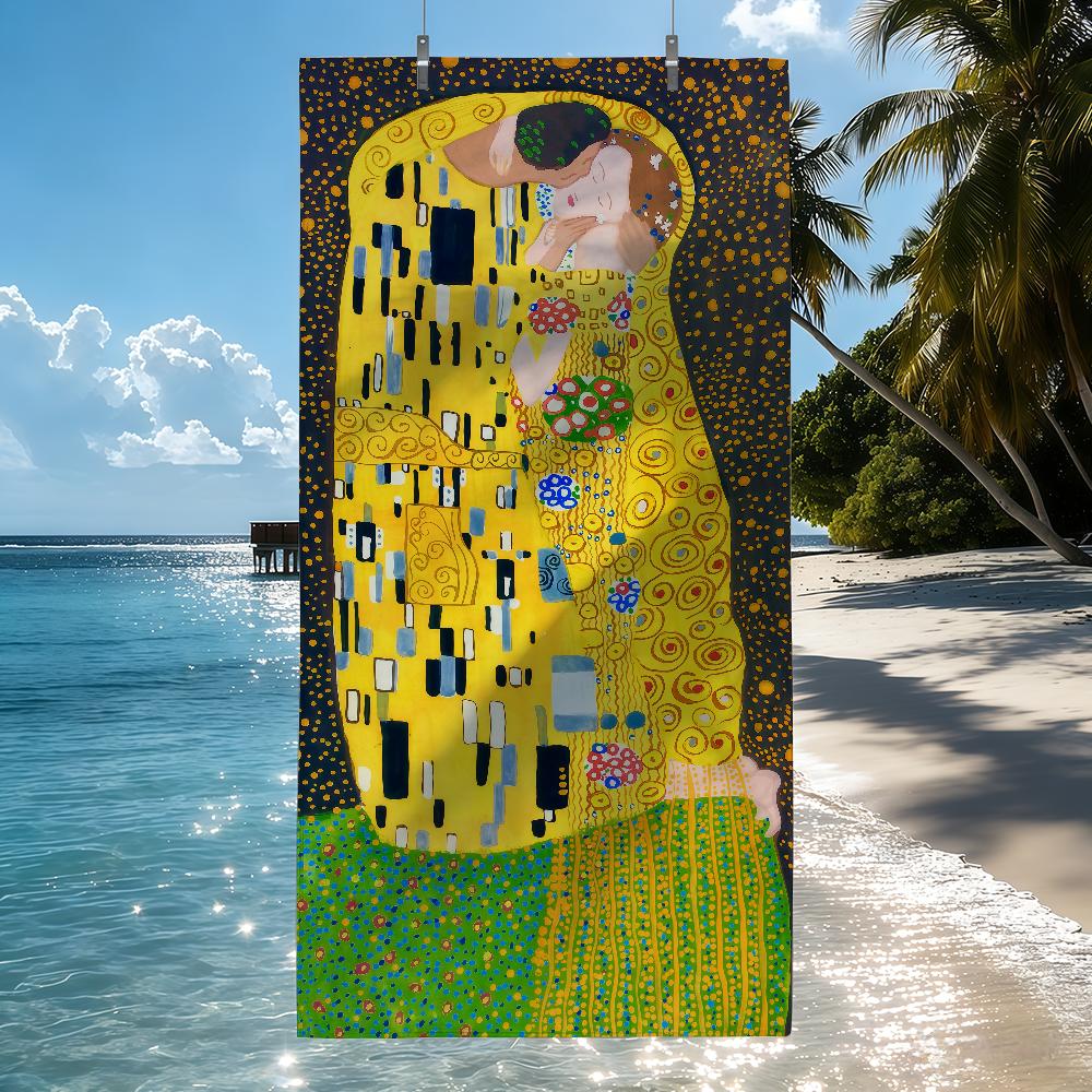 Art Gustav Klimt The Kiss Towel Soft Pool Gift For Travel Gym Shower Camping Quick Dry Sports Beach Towels