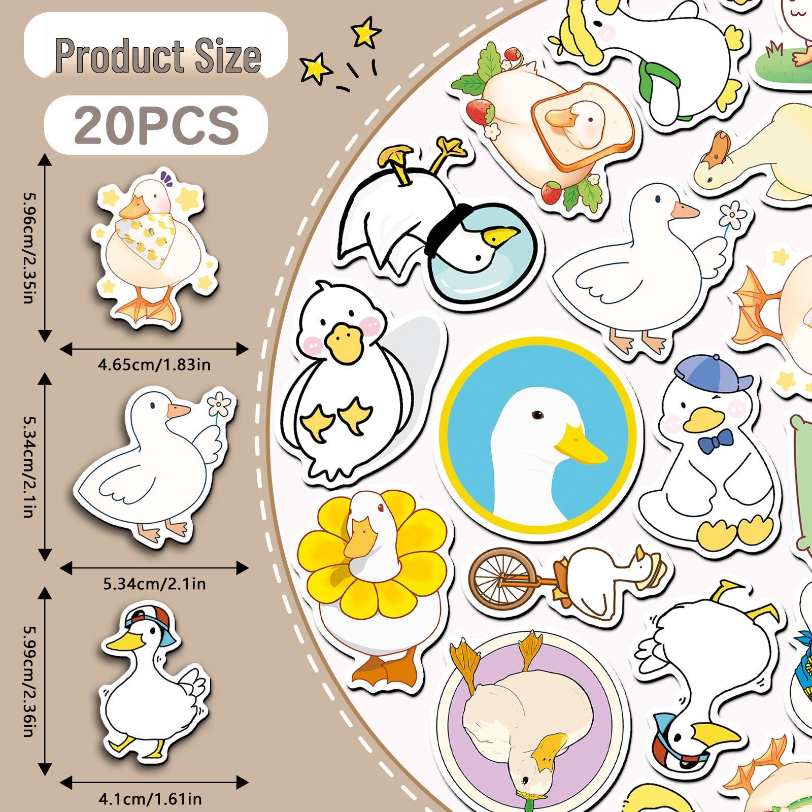 20-Piece Cute Duck Refrigerator Magnets - Cartoon Animal Soft Magnetic Stickers, Waterproof and Creative DIY Decor.