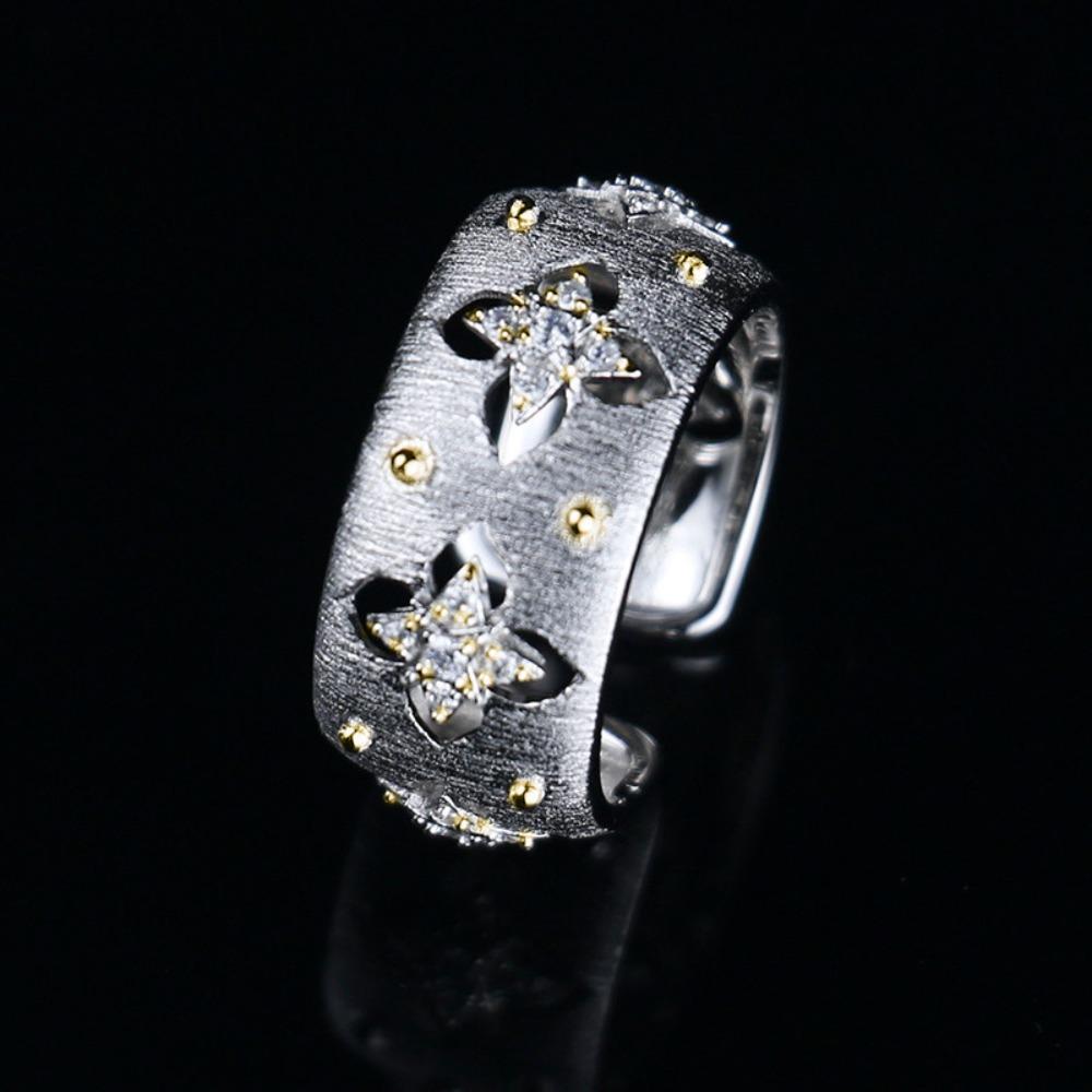 Vintage Two Tone Gold Plated Bulatee Ring Hand Brushed French Style Earrings