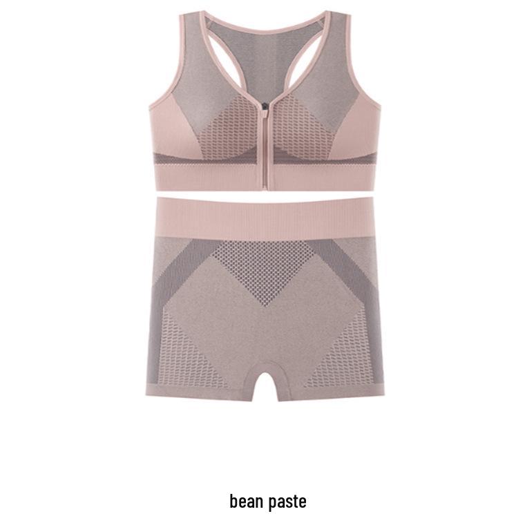 

Женский минималистичный спортивный костюм на молнии и цельный треугольный жилет с шортами One Size (80-135 jin)