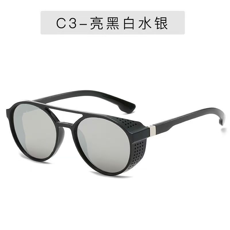 2pcs/Classic Men Gothic Steampunk Sunglasses Men Women Brand Designer Eyewear Retro Round Sun Glasses UV400 Gafas De Sol