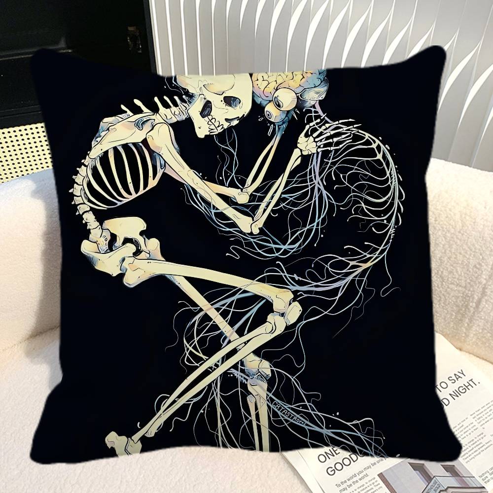 Simple Skull Love Married In Love Pillow Case Square Pillow Bedroom Sofa Leisure Comfort Cushion Car Home Decoration
