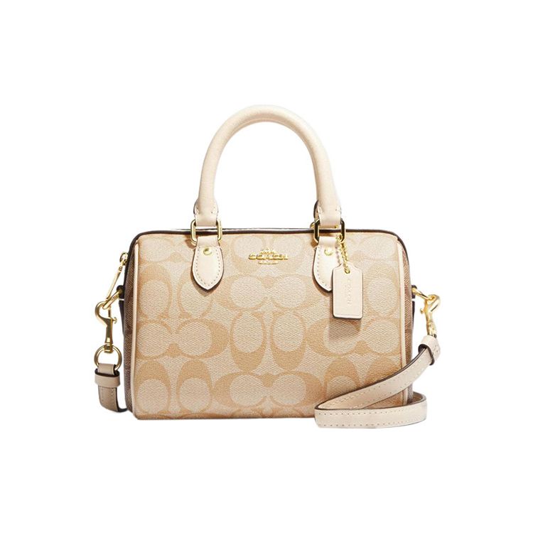 

Coach Rowan 18 Classic Monogram Zip Closure Coated Canvas And Leather Shoulder Crossbody Handbag Small Women handbags Light-Khaki CH160-IMOT4 Gift Box Sets (Basic Set+Black Box)