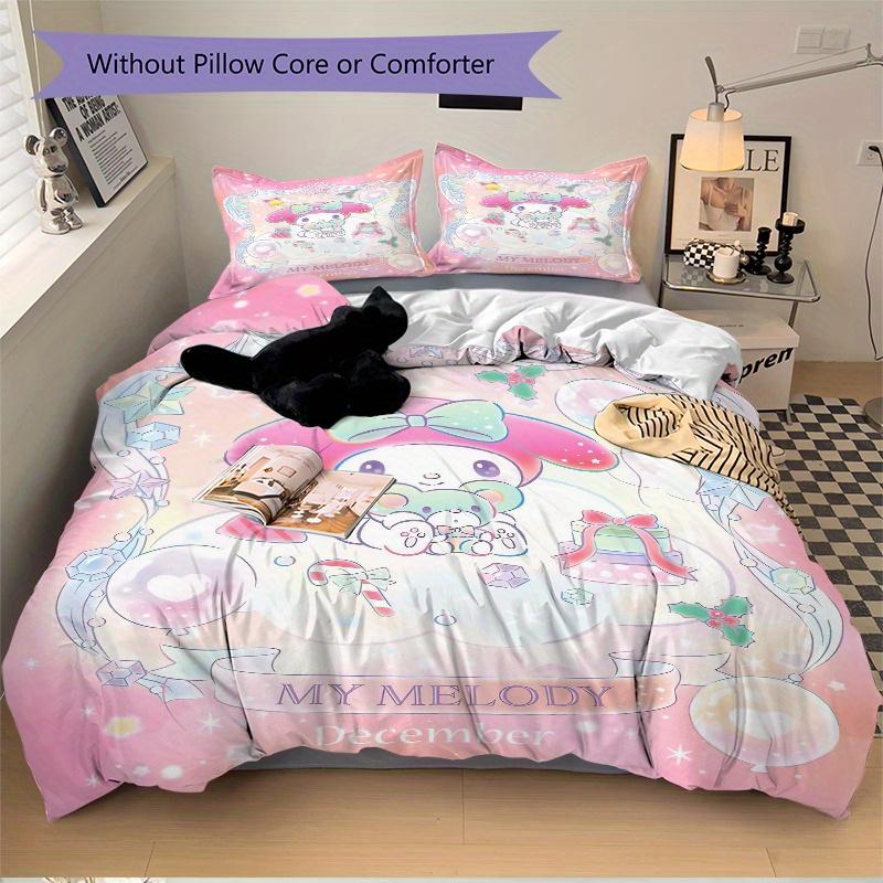 3pcs December My Melody Three-Piece Patterned Quilt Cover Set - Soft and Cozy Bedroom, Guest Room and Dorm Decorative Bedding 3-Piece Set 1 Quilt
