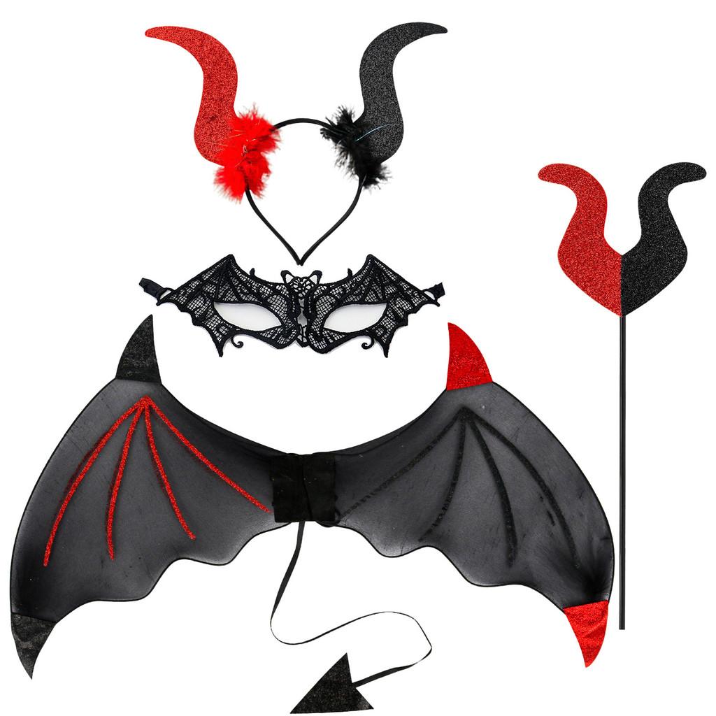 Diy Halloween Devil Horns Prop For Cosplay And Themed Party Accessories Set4