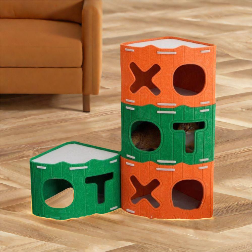 Space-Saving Felt Cat Bed Wear Resistant Semi-Enclosed Cat Bed Cat Hiding House  Indoor Cats