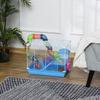 2-Tier Hamster Cage with Water Tank, Tray, Tube and Hamster Wheel, 46x30x37cm