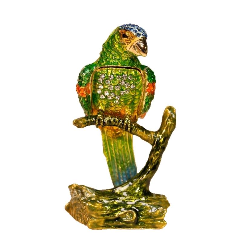 

Элегантная Эмалированная Шкатулка для Украшений с Попугаями и Многоуровневыми Отделениями для Колец, Серёг и Мелких Аксессуаров 1