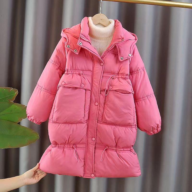 

Пальто для девочек из хлопка, зимнее пуховое пальто из хлопка, куртка для девочек из хлопка, утепленное верхнее пальто 160 розовый