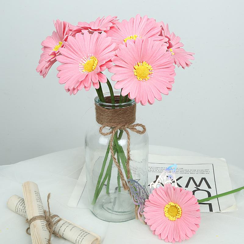 Pu Single Gerbera Home Decoration Simulation Chrysanthemum Ornament Flower Row Table Flower Ornament Decorative Flower