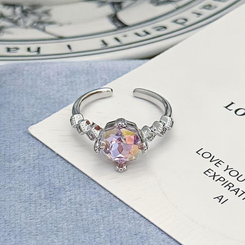 Irregular Color Butterfly Pink Zir*****Pen Ring Personality Niche Design Advanced Sense Love Stacked Ring Woman