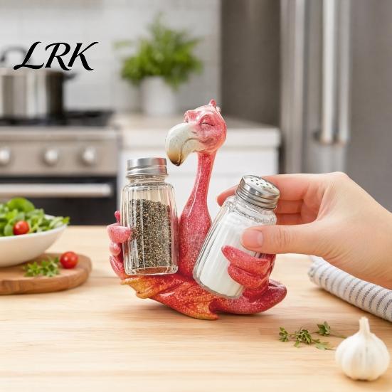 Cartoon Style Kitchen Rack Creative Animal Condiment Holder, Resin Organizer for 2 Spice Oil-resistant Jars, Cute Flamingo Pelican Dolphin Octopus