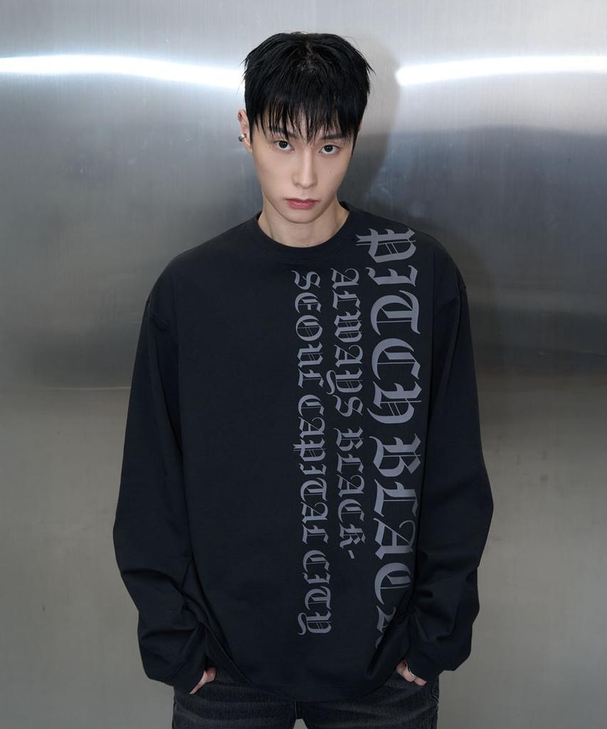 Pichibeullaeg Vertical Logo Long Sleeve Tee (Black)