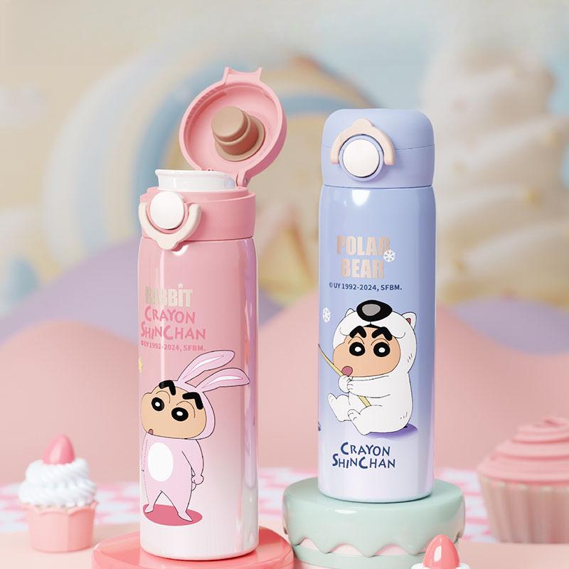 500ML Crayon Shin-chan Children's Magic Thermos Cup Portable Handle Stainless Steel Water Cup Outdoor Sports Travel Kettle