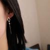 Earrings with Diamond Rectangular Tassels Asymmetric Temperament Personality Long Korean Earrings