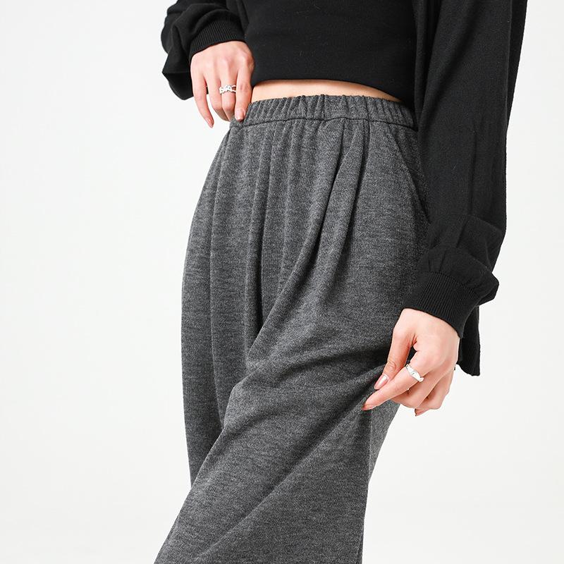 Glutinous Rice Pants for Women Casual Sports Pants for Warm Season New Elastic Waist Drooping Lazy Style Relaxed Fit Straight Wide-leg Pants