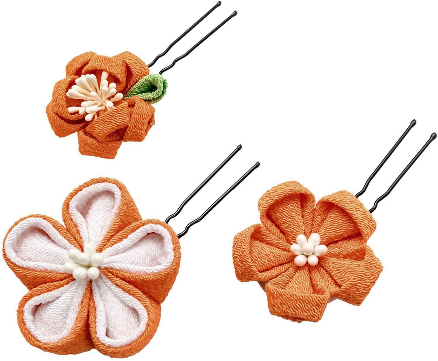 

[Kanza Store] Tsumami Zaiku Flower Hair Ornament Kanzashi Hair Accessory Corsage Hair Clip Dangle Ornament Chirimen Fabric Coming-of-Age Ceremony