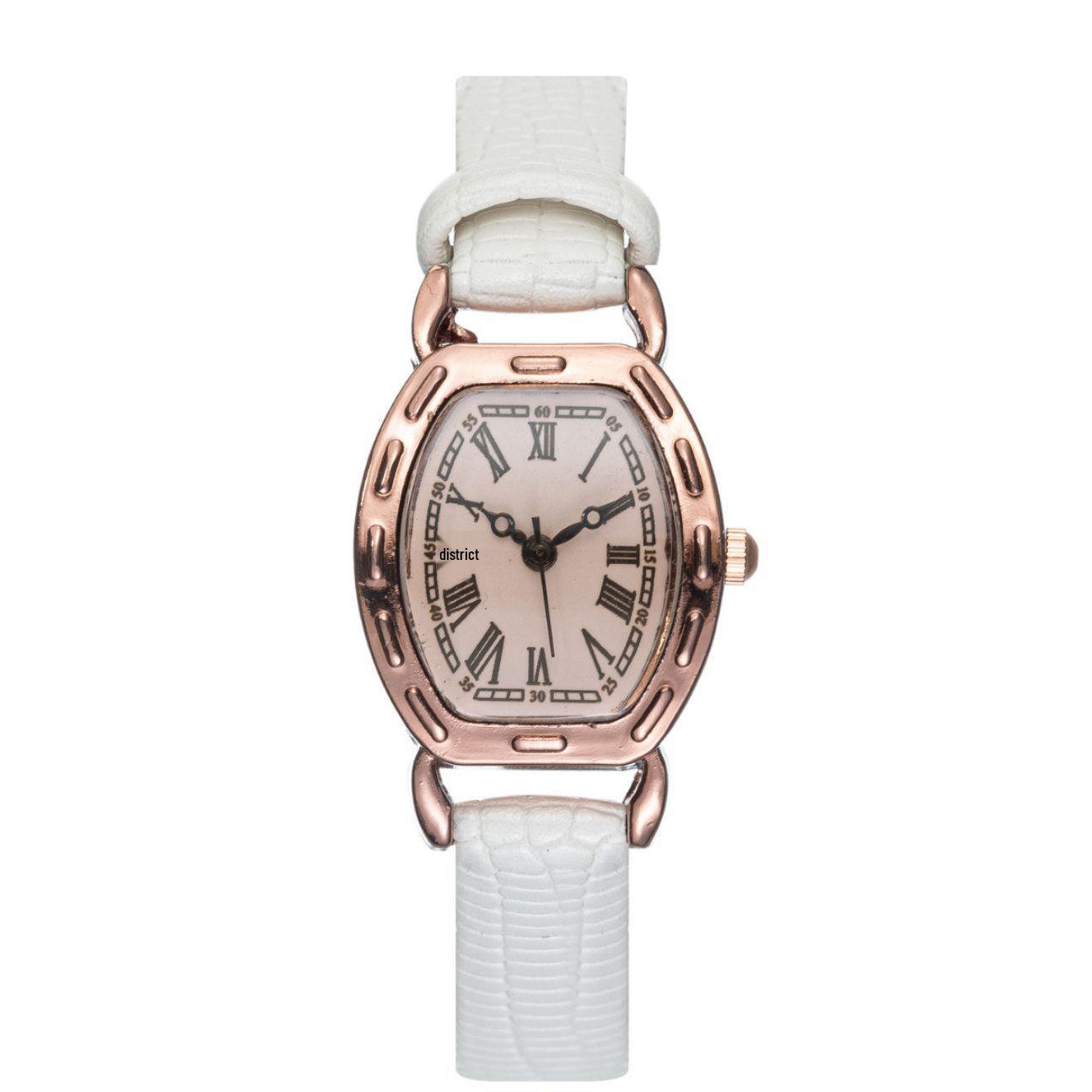 

Ретро Бочка Женские Кожаный Ремешок Квадратные Кварцевые Часы белый