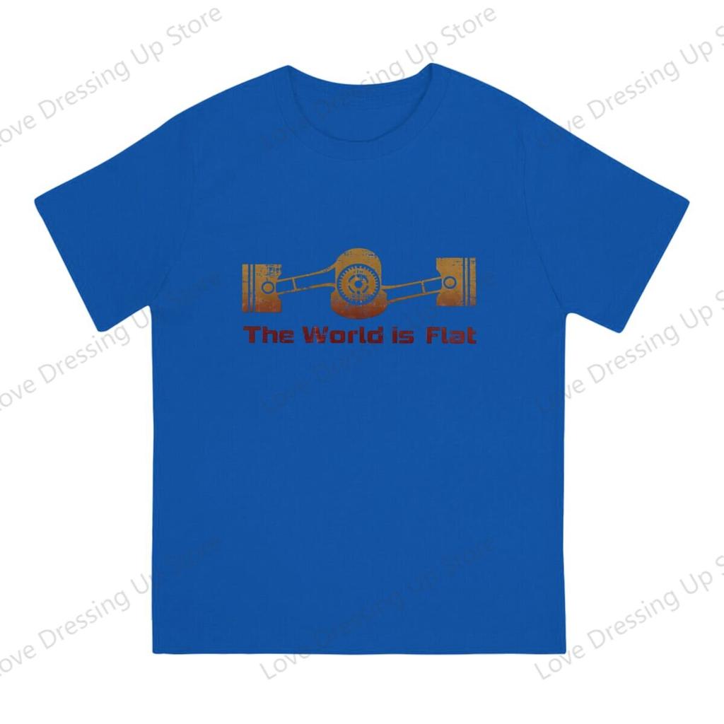 100 Cotton Tshirt T Shirt Unisex The World Is Flat Engine Summer Casual Short Sleeves S6xl