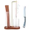 Tubbi Hanging Glass Incense Holder with Wooden Base Ash Catcher Cleaning Brush for Meditation Yoga and Home Decor
