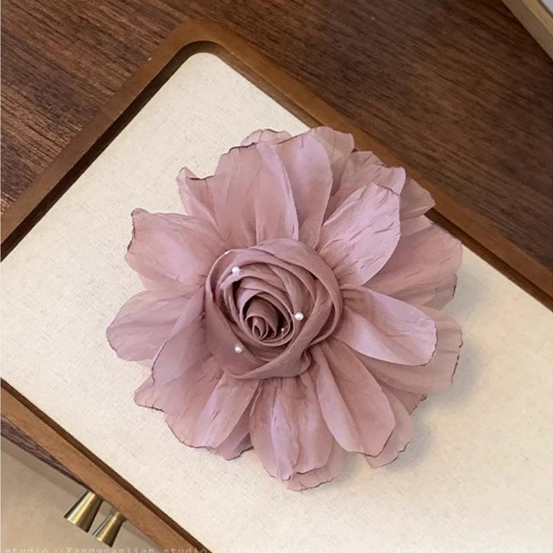 Jianhua Light Pink Atmosphere Chiffon Flower Grab Clip Large Super Fairy Plate Hair Shark Tender Accessory