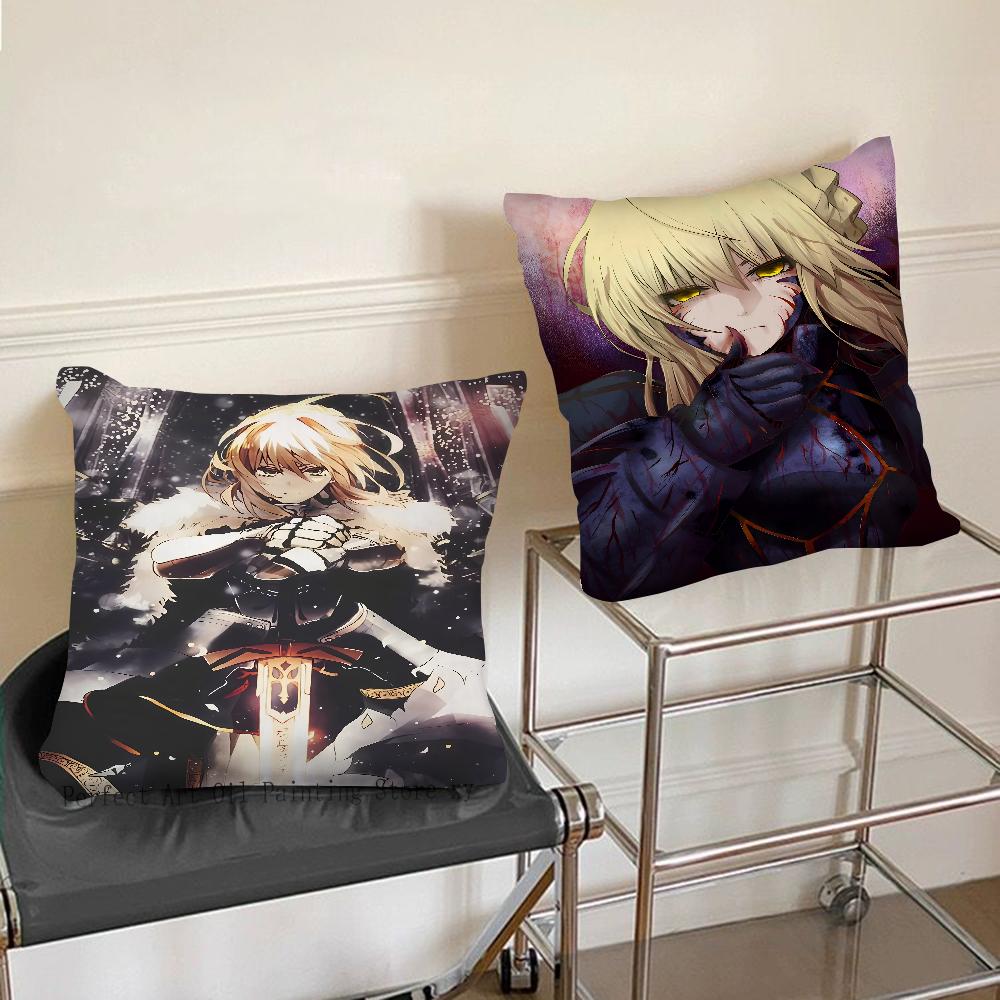 Anime Fate Zero Stay Night Saber Pillow Case Square Pillow Bedroom Sofa Leisure Comfort Cushion Car Living Room Home Decoration