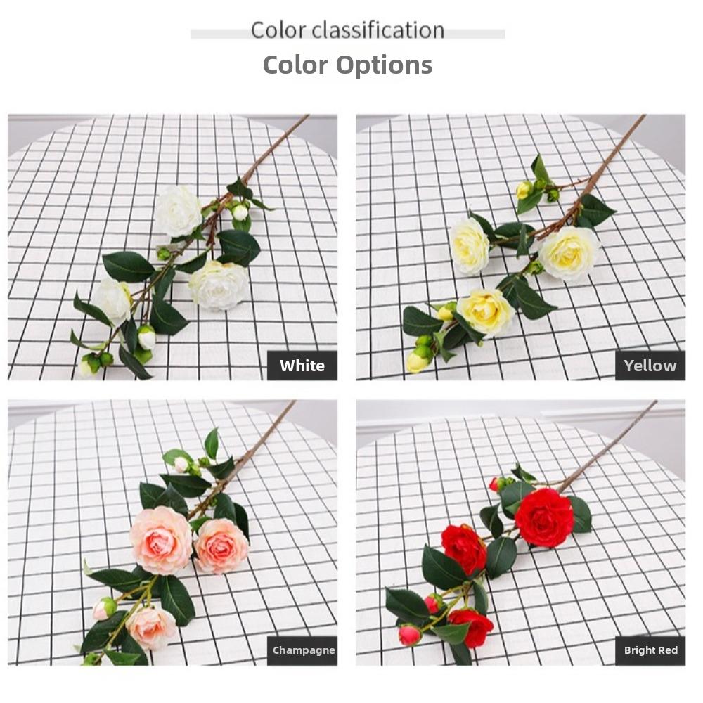 Grünes Blatt Künstliche Kamelienblüte Real Touch Realistische Simulation Rose Künstliche Handgemachte Falsche Blume Hochzeitsfeier