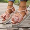 Fashion Women Sandals New 2025 Lightweight Sandals Fashion Beach Casual Sandals Outdoor Bow Tie Flat Home Shoes Women Zapatos De Mujer