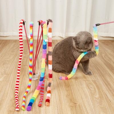 1PC Funny Cat Toy Caterpillar Cat Teaser Wand Interactive Toys   Feather Colorful Rod Teaser Wand Pet  Supplies