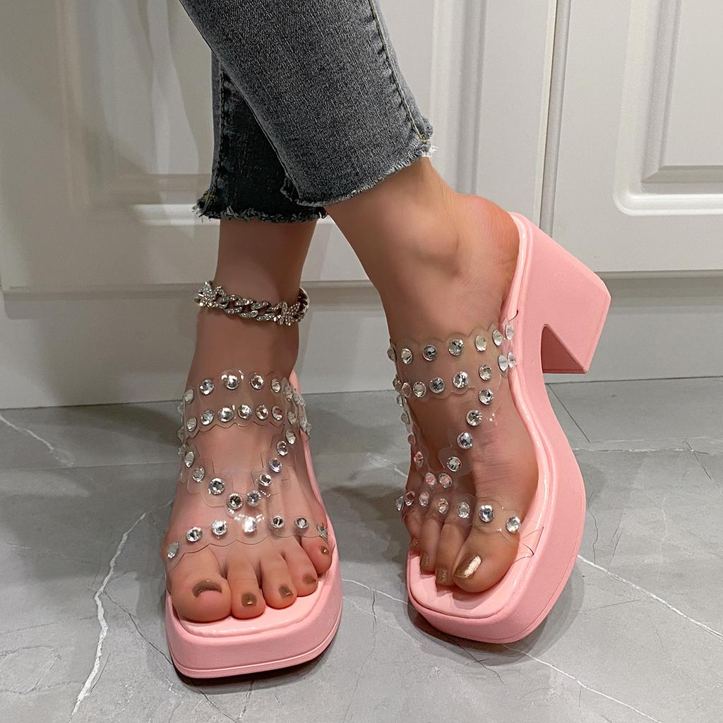 Fashion Women Platform Wedges Ssandals High Heels Shoes New Summer Flip Flops Beach Sandals Femme Designer New Dress Crystal Slides