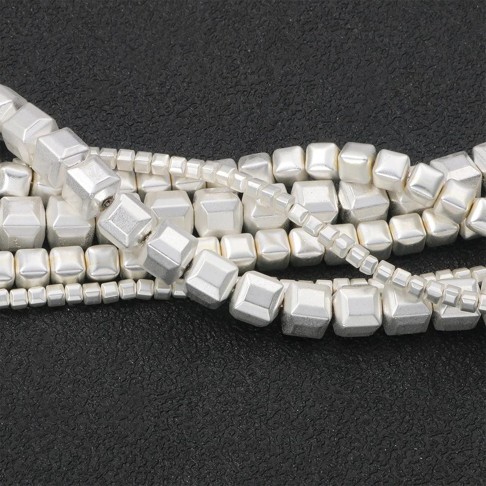 45 Style Natural Stone Silver Color Hematite Beads Heart Square Round Spacer Beads for Jewelry Making Diy Bracelet Necklace 15''