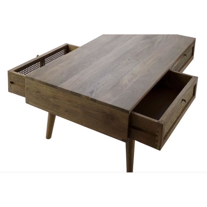 Table basse - 115 x 60 x 46 cm - Bois de manguier - Couleur naturelle - Rectangulaire
