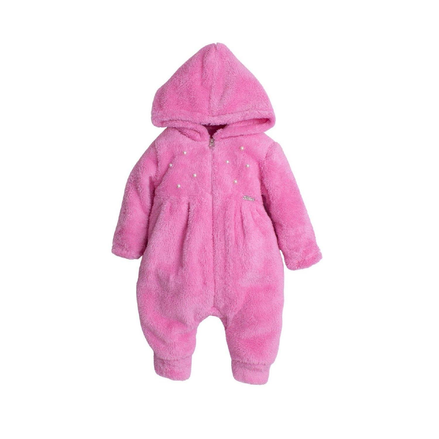 

Winter Sweet Plush Cotton Pearl Hooded Welsoft Jumpsuit 0-3 AY фуксия
