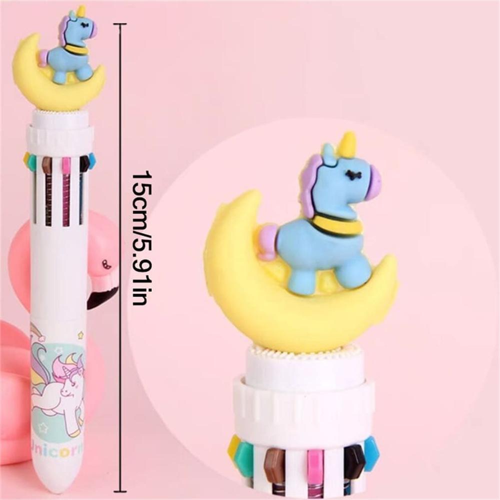 Paw Print Unicorn Ten Color Ballpoint Pen Cartoon Kawaii Multi-color Students Gel Pen Stationery Rainbow Write Cute Pens
