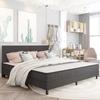 VidaXL Headboard Bed Frame Padded Upholstered Tufted Sleeping Bedroom Home Interior Dark Grey Fabric 287471