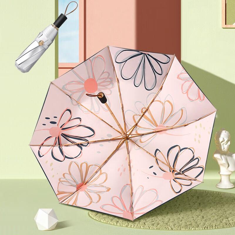 MAYDU Three-Fold Titanium Silver Double-Layer Sun Rain Umbrella