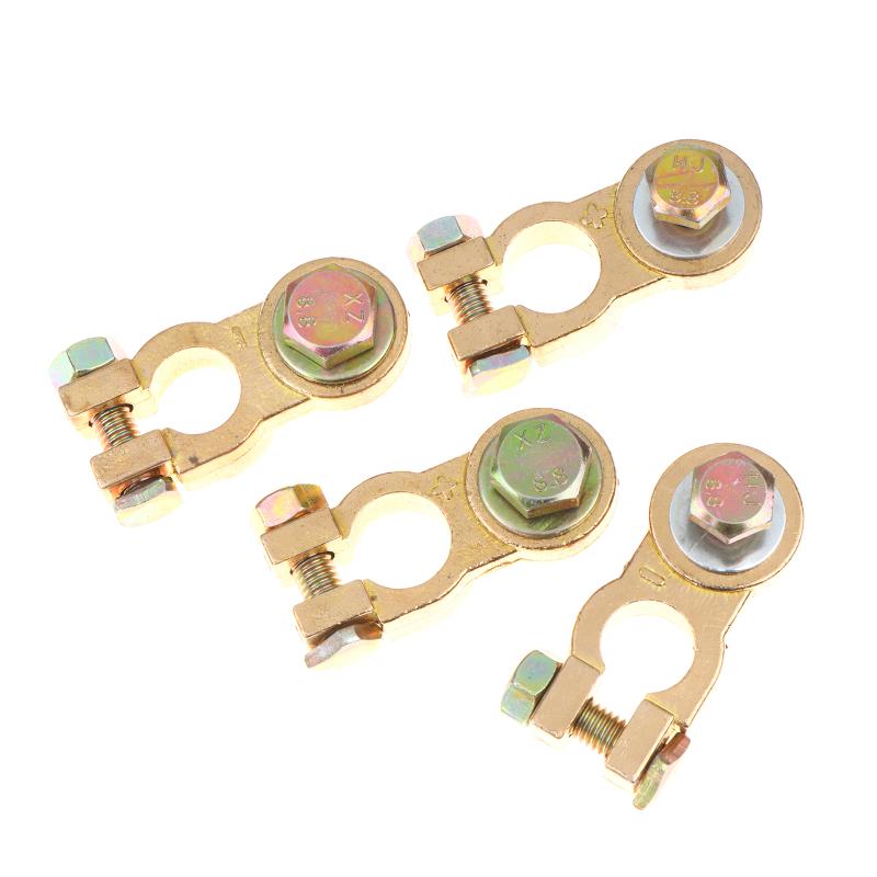 2Pcs M8 M10 Car Battery Terminal Wire Clamps Brass Positive Negative Top Post Connectors Battery Terminal Clips