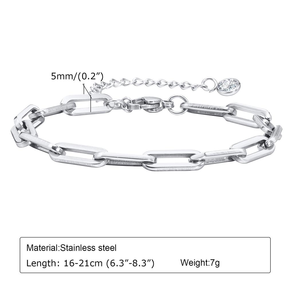 Women Chain Bracelet Silver Color, Stainless Steel Link Stackable Bracelets, Layered Fashion Accessories Gifts