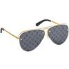Louis Vuitton Grasa Metal Rana Gafas de Sol Estilo Piloto Unisex Gafas de Sol Gris Oscuro Z1172E